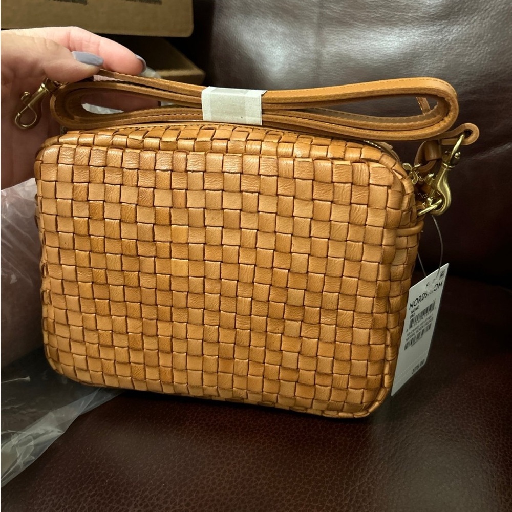 NWT Clare V Natural Woven Checker Midi Sac